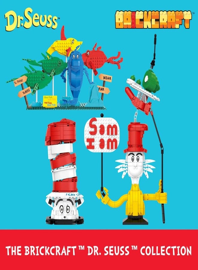 Brickcraft Officially Licensed Dr. Seuss One Fish Two Fish Red Fish Blue Fish with Fish Figures and Signage Included 571 Pieces Multicolored Brick Building Set - Image 5